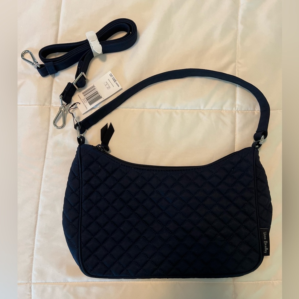 Navy Vera Bradley Fannie Crescent Crossbody Purse NWT